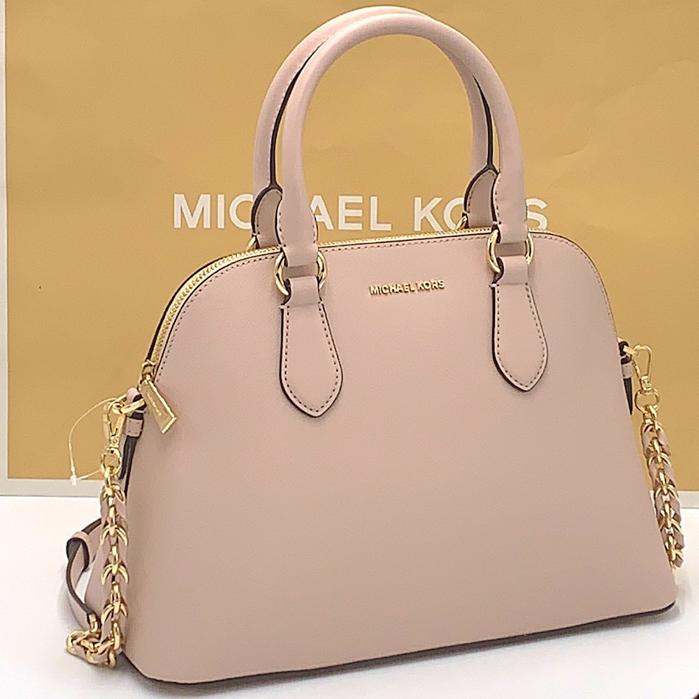 MICHAEL KORS VERONICA MEDIUM DOME Saffiano Leather SATCHEL SOFT PINK COL… - Picture 3 of 16